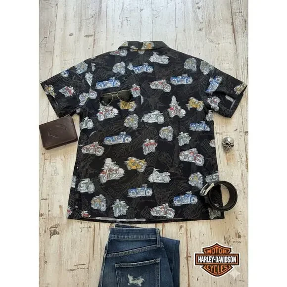 Hawaii Made Harley Davidson Tori Richard Button Front Shirt 3XL - Picture 2 of 5